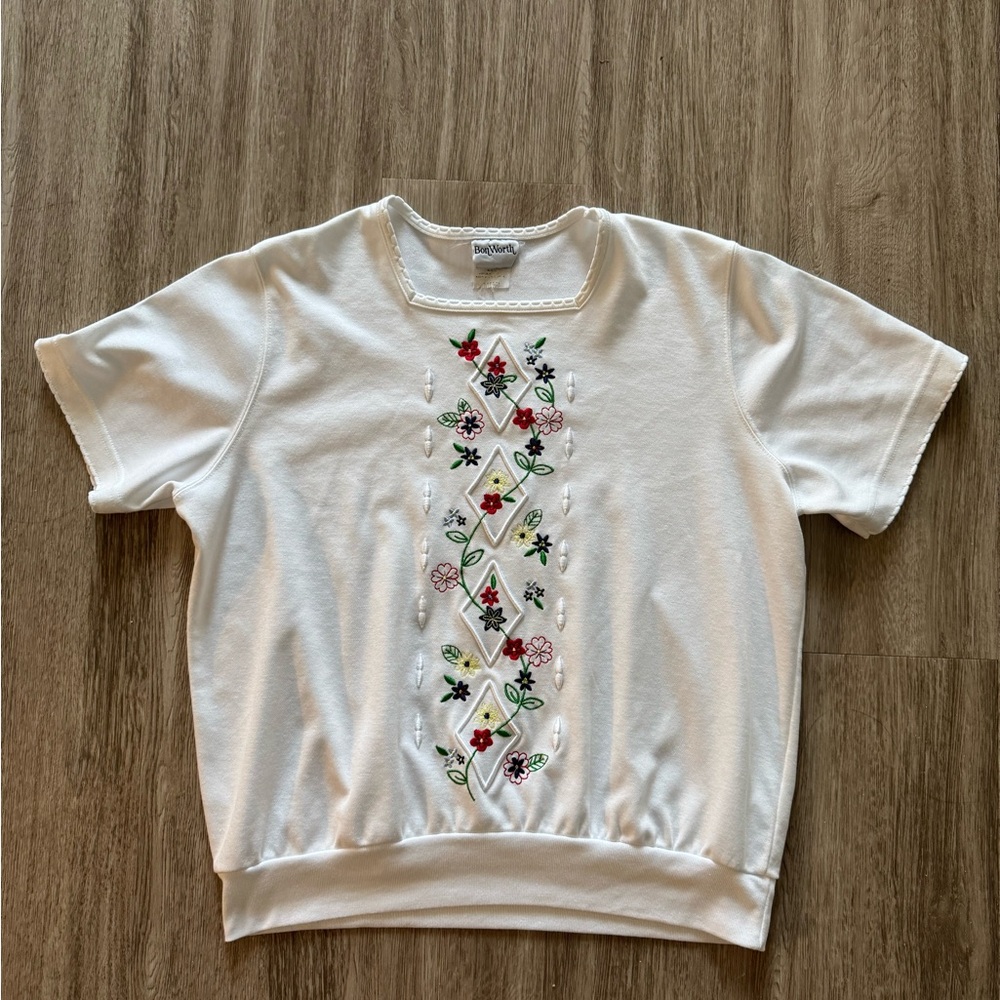 Bon Worth White Boxy Embellished T-Shirt